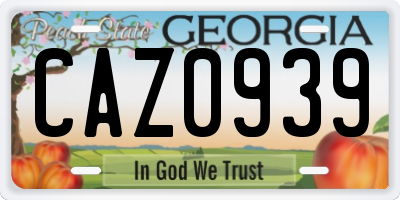 GA license plate CAZ0939