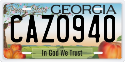 GA license plate CAZ0940