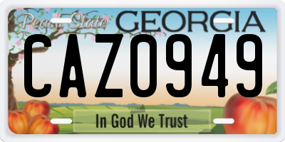 GA license plate CAZ0949