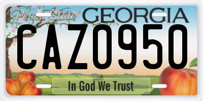 GA license plate CAZ0950