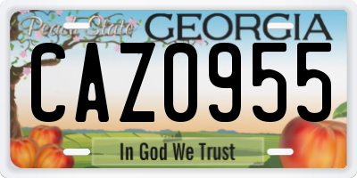 GA license plate CAZ0955