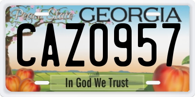 GA license plate CAZ0957