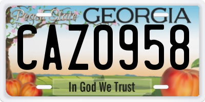 GA license plate CAZ0958