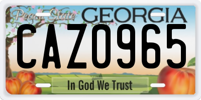 GA license plate CAZ0965