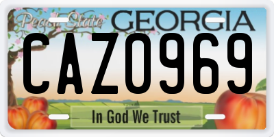 GA license plate CAZ0969
