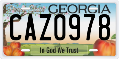GA license plate CAZ0978