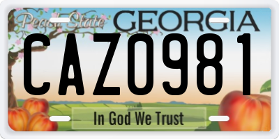 GA license plate CAZ0981