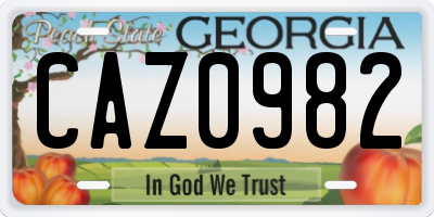 GA license plate CAZ0982