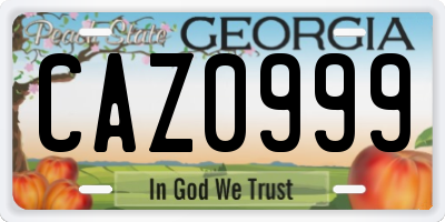 GA license plate CAZ0999