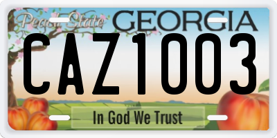 GA license plate CAZ1003
