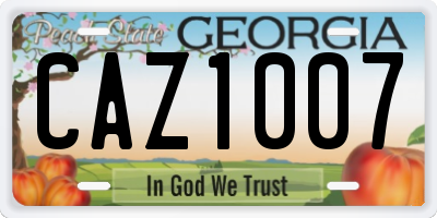 GA license plate CAZ1007