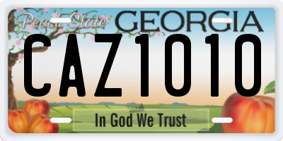 GA license plate CAZ1010