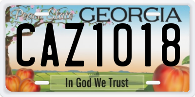 GA license plate CAZ1018