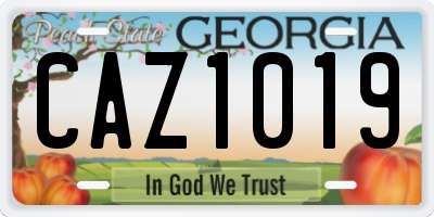 GA license plate CAZ1019
