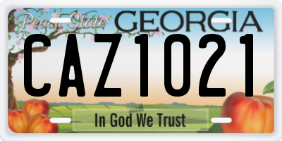 GA license plate CAZ1021