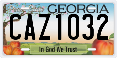 GA license plate CAZ1032