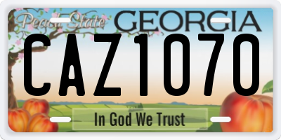 GA license plate CAZ1070