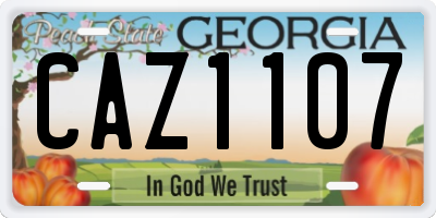 GA license plate CAZ1107