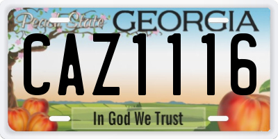 GA license plate CAZ1116