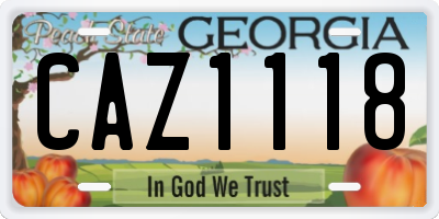 GA license plate CAZ1118