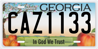 GA license plate CAZ1133