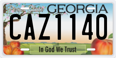 GA license plate CAZ1140