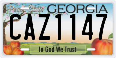 GA license plate CAZ1147