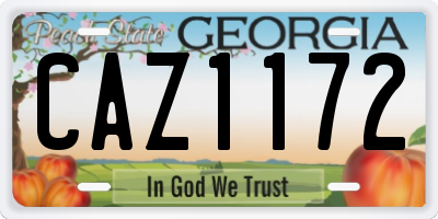 GA license plate CAZ1172