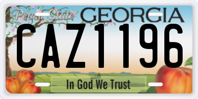 GA license plate CAZ1196