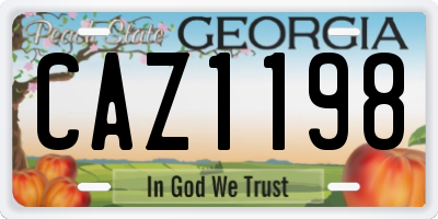 GA license plate CAZ1198