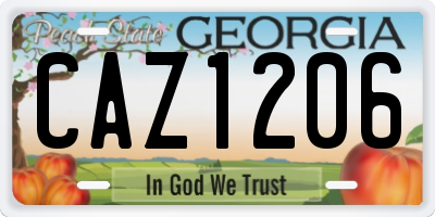 GA license plate CAZ1206