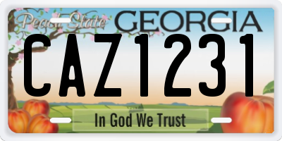 GA license plate CAZ1231