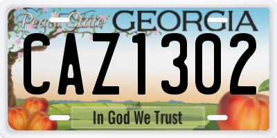 GA license plate CAZ1302