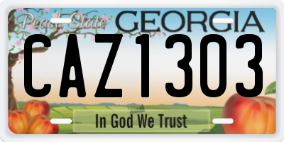 GA license plate CAZ1303