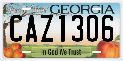 GA license plate CAZ1306