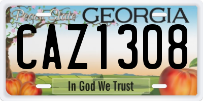 GA license plate CAZ1308