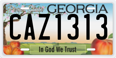 GA license plate CAZ1313