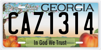 GA license plate CAZ1314