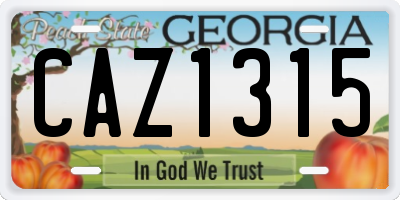 GA license plate CAZ1315