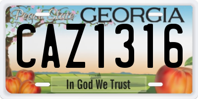 GA license plate CAZ1316