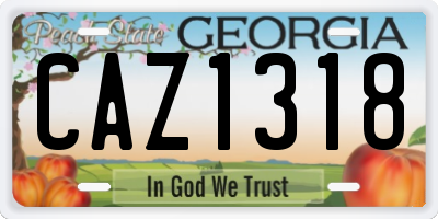 GA license plate CAZ1318