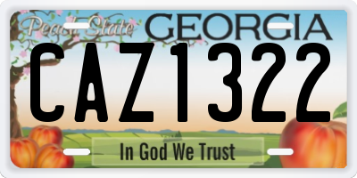 GA license plate CAZ1322