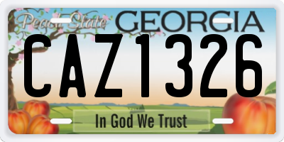 GA license plate CAZ1326