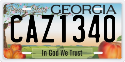 GA license plate CAZ1340