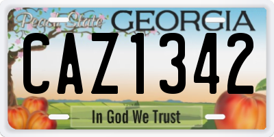 GA license plate CAZ1342