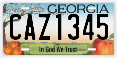 GA license plate CAZ1345