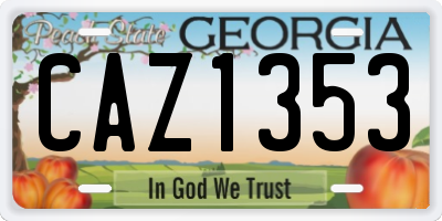 GA license plate CAZ1353