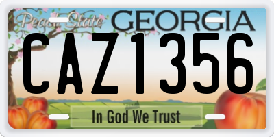 GA license plate CAZ1356