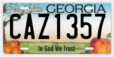 GA license plate CAZ1357