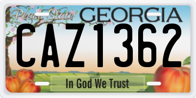 GA license plate CAZ1362